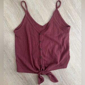 Wild Fable Burgundy Buttoned Crop Top